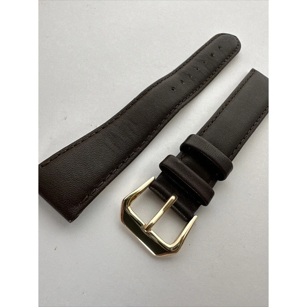 Kreisler 19mm Dark Brown Genuine Leather Watch Strap Gold Tone Buckle 19L Band